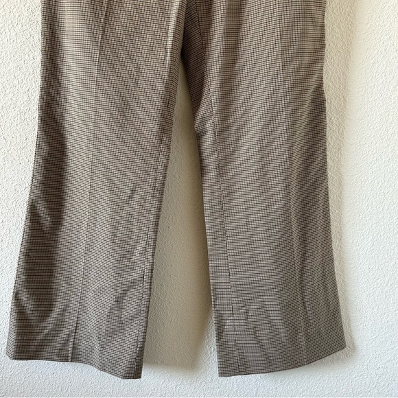 Michael Kors Grammercy Fit Slacks 8P Beige Glen Houndstooth Wide Straight Leg - Picture 11 of 11